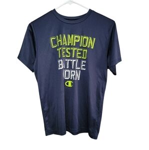 Champion size XL 100% polyester short sleeve tee shirt Blue, green, & White